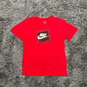 Nike Red Logo Box Tee T shirt Size M